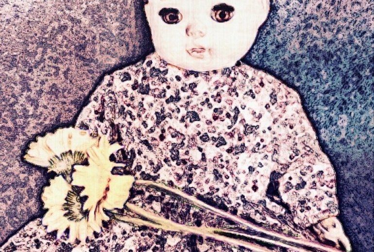 人形と花