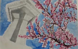 五稜郭タワーと桜 - おひさま 