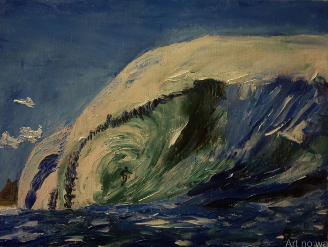 波の絵 線画 2019年作 波・海【アクリル画】原画・イラスト 30×30センチ | Chopin Design