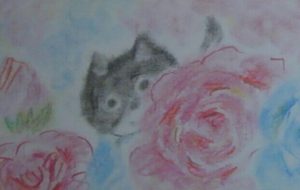 バラと猫 - かいこ