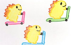 ハリネズミとスクーター - クルミ