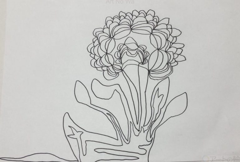 ひとふで描き　花