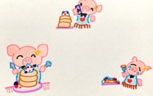 ぶたとホットケーキ - クルミ