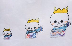 お絵描きするうさぎの大中小 - クルミ