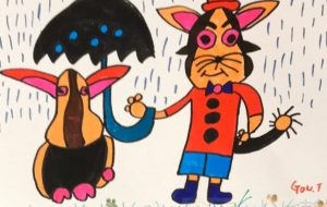 雨の日の猫と兎 - 田中郷 