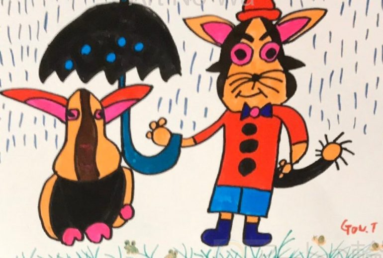 雨の日の猫と兎
