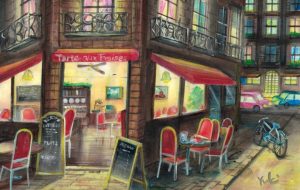 夜のカフェ in Paris - 工房はんど Yuki