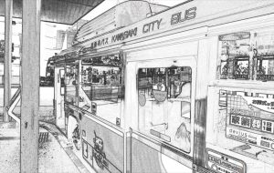 鉛筆画風の川崎市バス その1 - 中河原昭仁