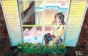 お茶を飲みながら - 工房はんど Yuki
