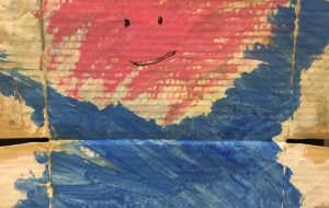 元気にはしゃぎ回られる赤ちゃん太陽様の絵 - シンゴ