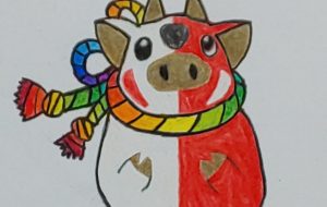 虹をまとったかわいい子牛 - SAYAKA