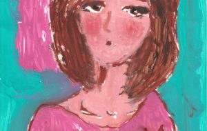 ライトマゼンダの服の女性 - 阿部貴志