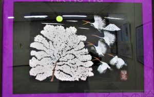 13.石井章「一富士二鶴三桜」 - 【イベント】第5回鶴ヶ島市立中央図書館 「障がい者アート絵画展」2020