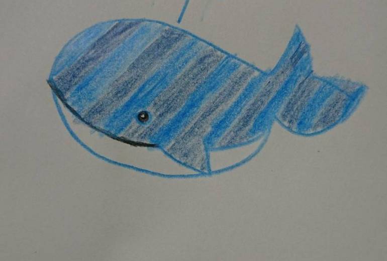 くじら(色鉛筆)