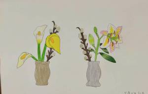 ユリとカラーとネコヤナギ - SAYAKA