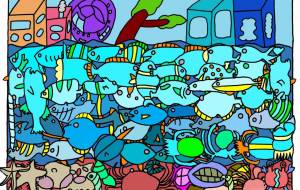 海の生き物と福岡の街並み - 【イベント】ザ・ルイガンズ.スパ & リゾート 2021年コンペティション応募作品