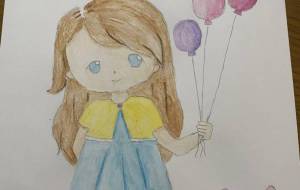 風船を持った少女 - 恵麻