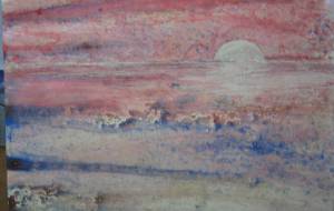 海に夕日 - 久保田 俊