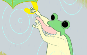 蛙の梅雨入り傘 - もやい