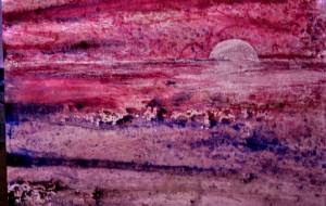 海に夕日 - 久保田 俊