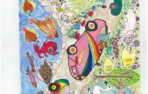 未来の電気自動車で海の中道をドライブ - kazu