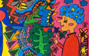 植物と会話する女性 - 田中郷