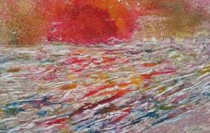 海に夕日 - 久保田 俊