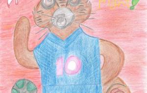 タヌキがサッカーの練習に燃えてる姿を描きました。 - ヌカ