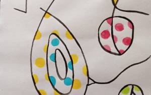 抽象画とドットの融合 - 絵円モモ(えまるもも)