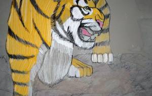 威嚇する虎 - 赤鹿健吾