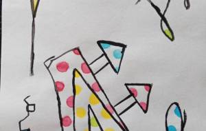 抽象画とドットの融合 - 絵円モモ(えまるもも)