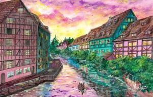 夕暮れの川 - 工房はんど Yuki