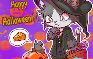 魔法使いの猫とハロウィン - マカロニ