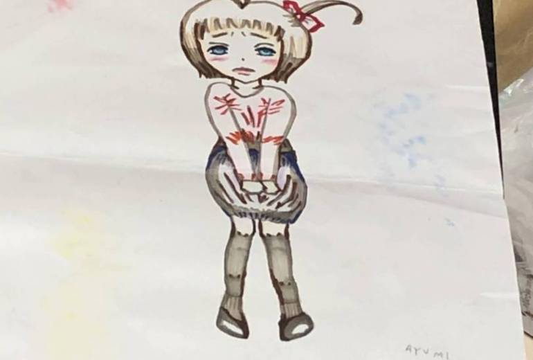 オバＱシリーズ　ちょっとオシッコを漏らしそうな女の子の絵