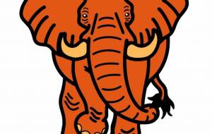 アフリカゾウ - シマハイエナ