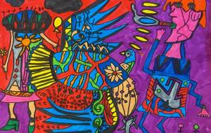 鳥を囲む人々 - 田中郷