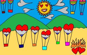 空に浮かぶハートの気球 - 【イベント】生命保険会社様の社内ポスター3モチーフコンペ