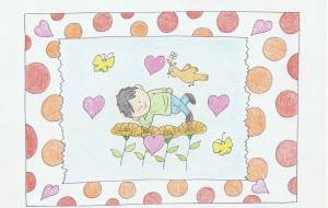 花の上で眠る子ども - 【イベント】生命保険会社様の社内ポスター３モチーフコンペ 
