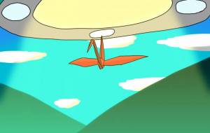 UFOに持っていかれる折り鶴 - よこぼう