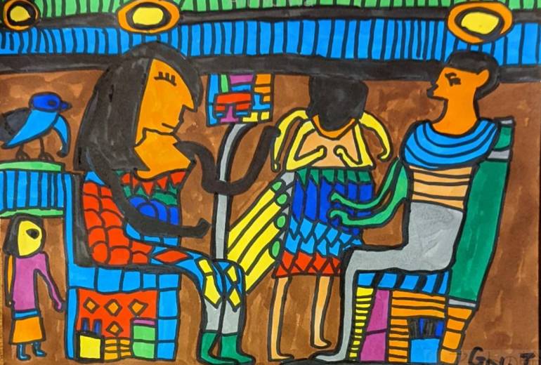 エジプトの壁画調の絵