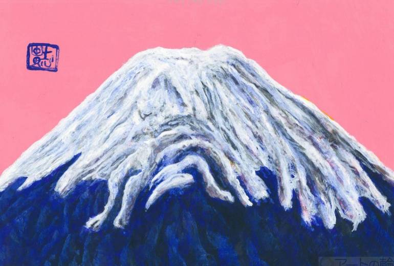 桃色の背景の富士