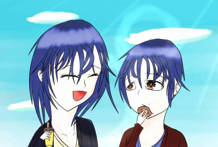 食べ歩きの姉弟 - よこぼう 