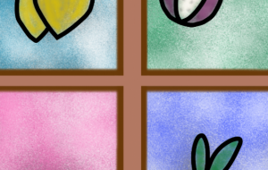 果物のステンドグラス窓 - しずく