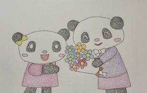 花束を贈る子パンダ - 恵麻 