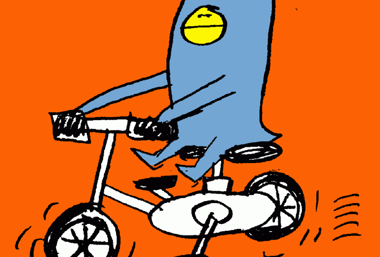自転車に乗るペンギン