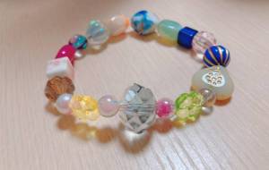 チェコ、ガラス、天然石などビーズブレスレット - ミチェル