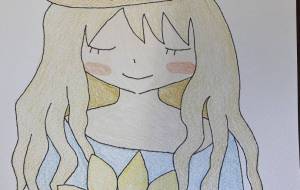 ひまわりと目を閉じた少女 - 恵麻