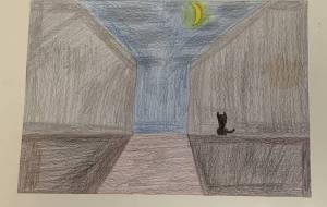 夜に佇む黒猫 - とくみ 