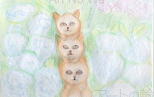 紫陽花とネコ 6 - ゆふーち