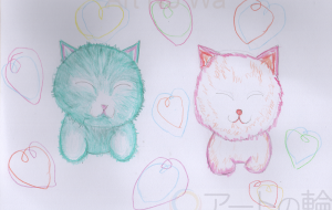 みどりとピンクのネコ - ゆふーち